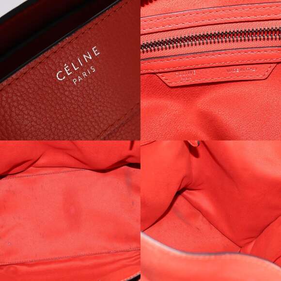 CELINE Luggage Hand Bag Leather Orange Silver - Picture 11 of 12